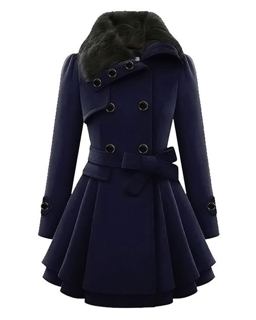 Elegant women's wool blend trench coat