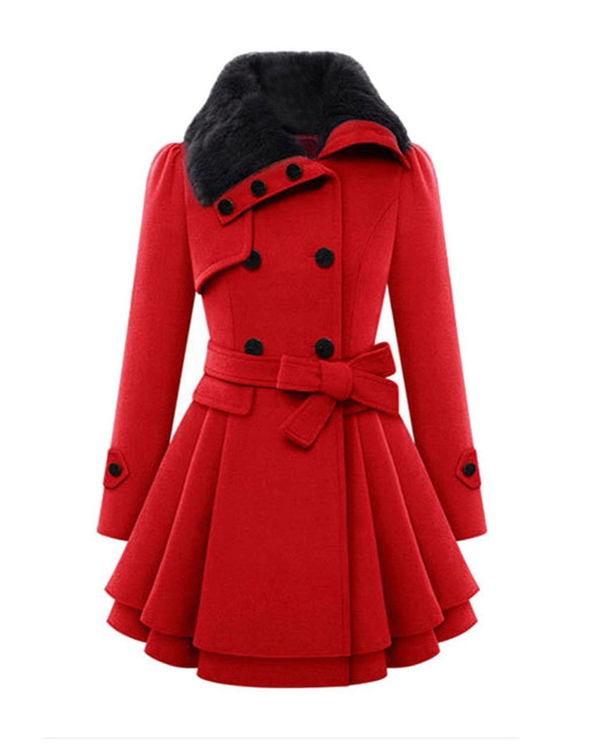 Elegant women's wool blend trench coat