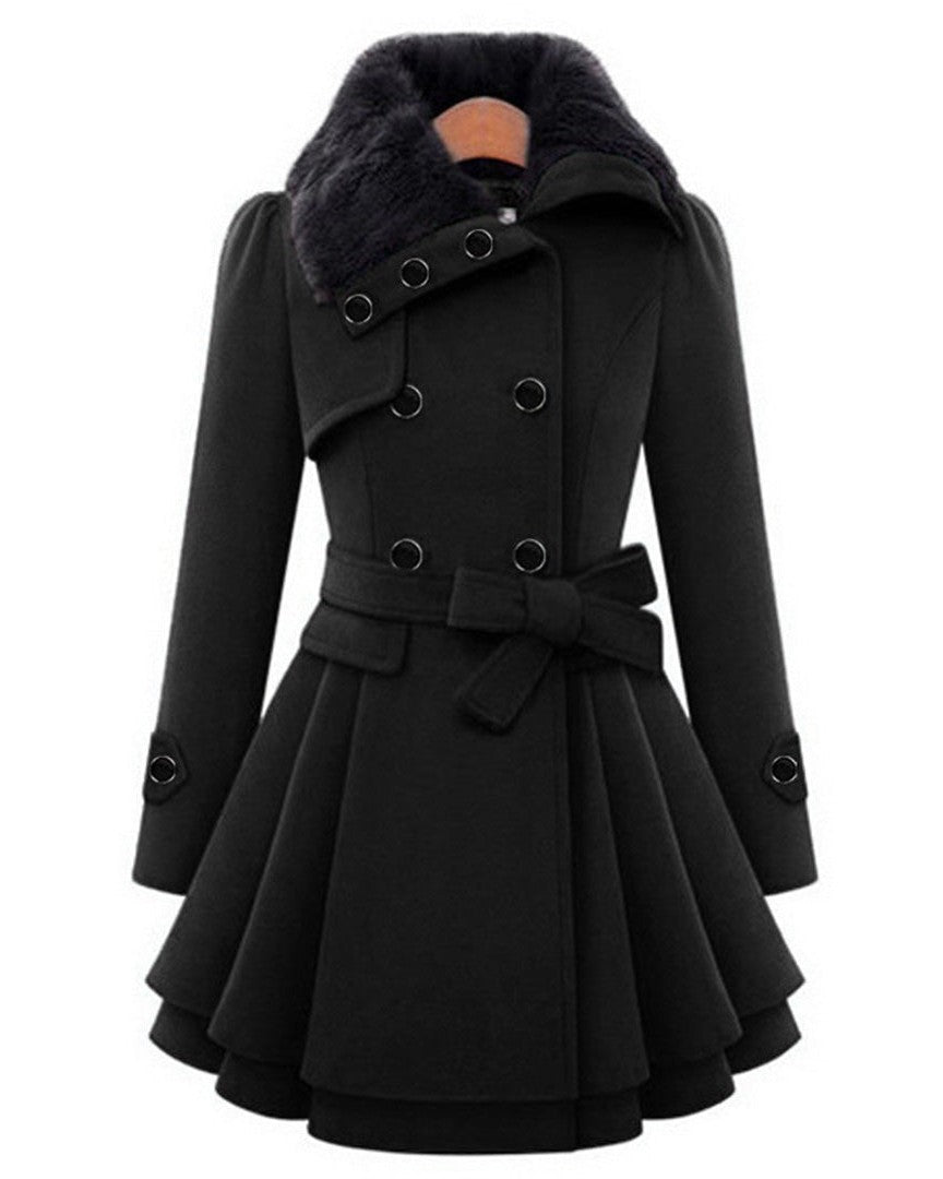 Elegant women's wool blend trench coat