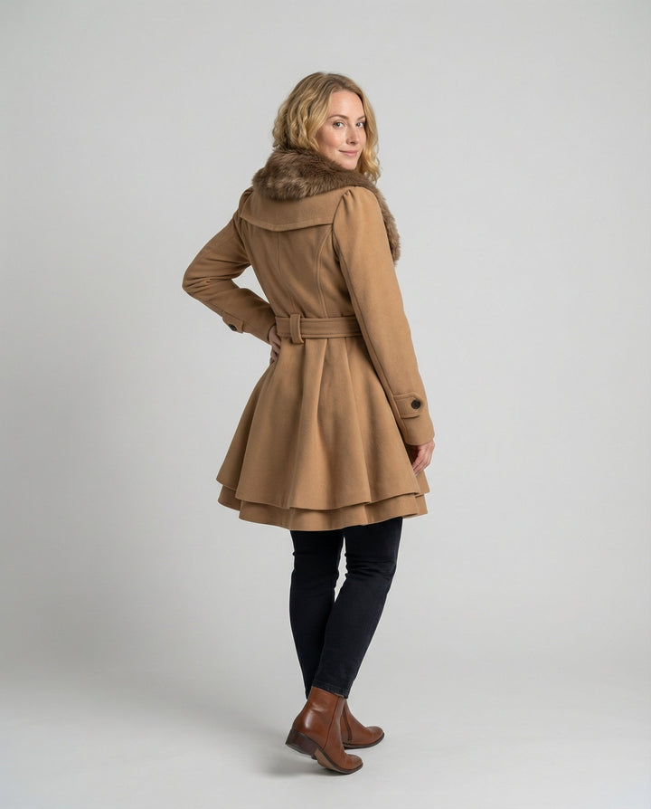 Elegant women's wool blend trench coat