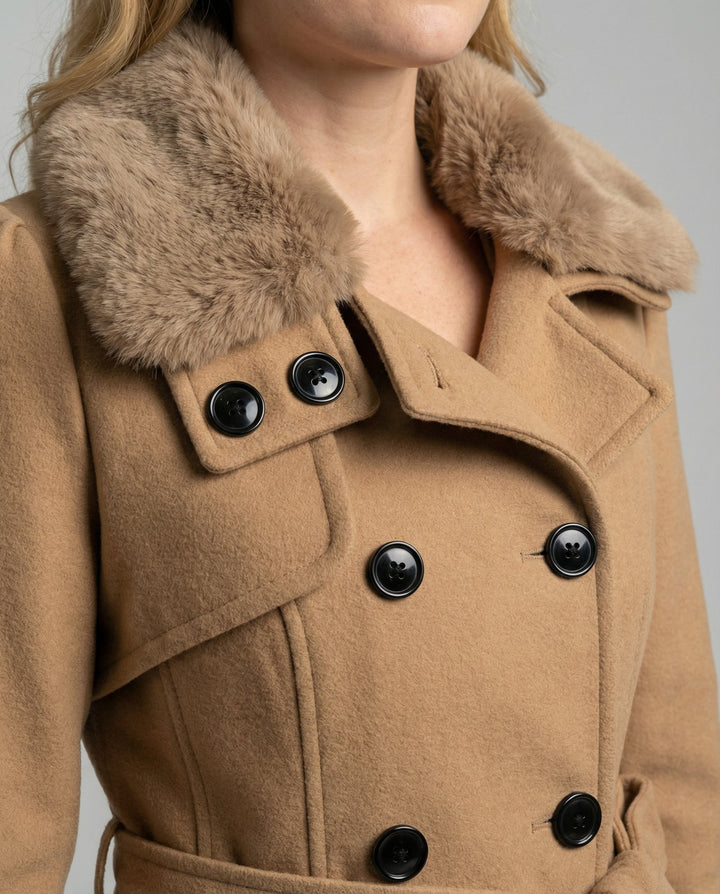 Elegant women's wool blend trench coat