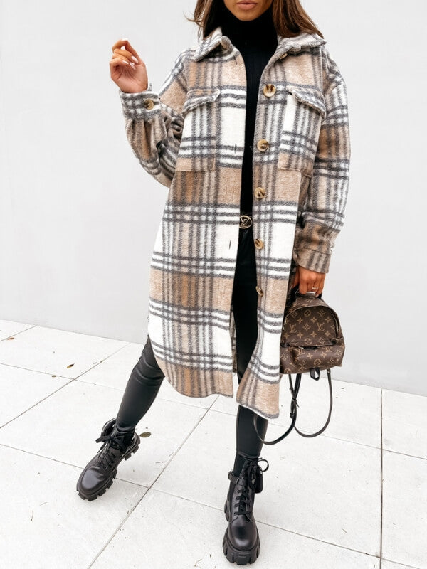 Mune | Long checkered coat for women