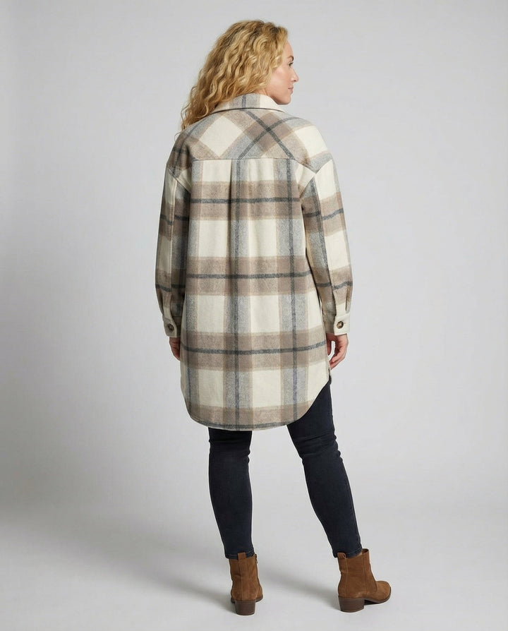 Checked Women's Coat Autumn Elegant