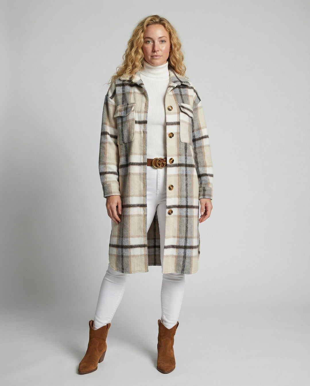 Checked Women's Coat Autumn Elegant