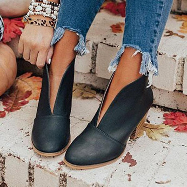 Ankle Boots - Mid Heel - Block Heel - Heeled Boots - Women's Boots Mune Fashion