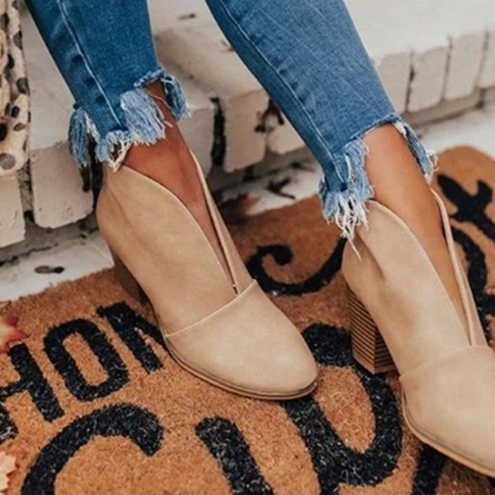 Ankle Boots - Mid Heel - Block Heel - Heeled Boots - Women's Boots Mune Fashion