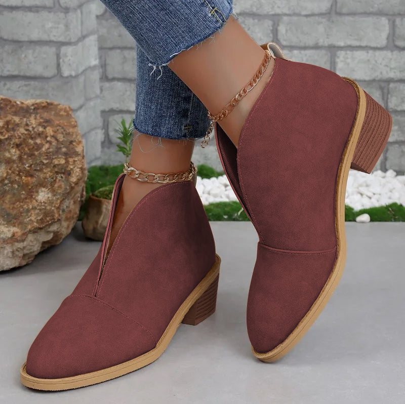 Ankle Boots - Mid Heel - Block Heel - Heeled Boots - Women's Boots Mune Fashion