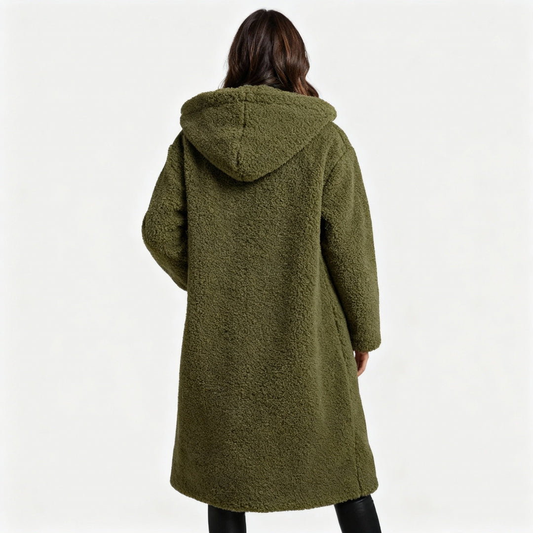 Fashionable Teddy Coat Women Comfort Long Coat Hood