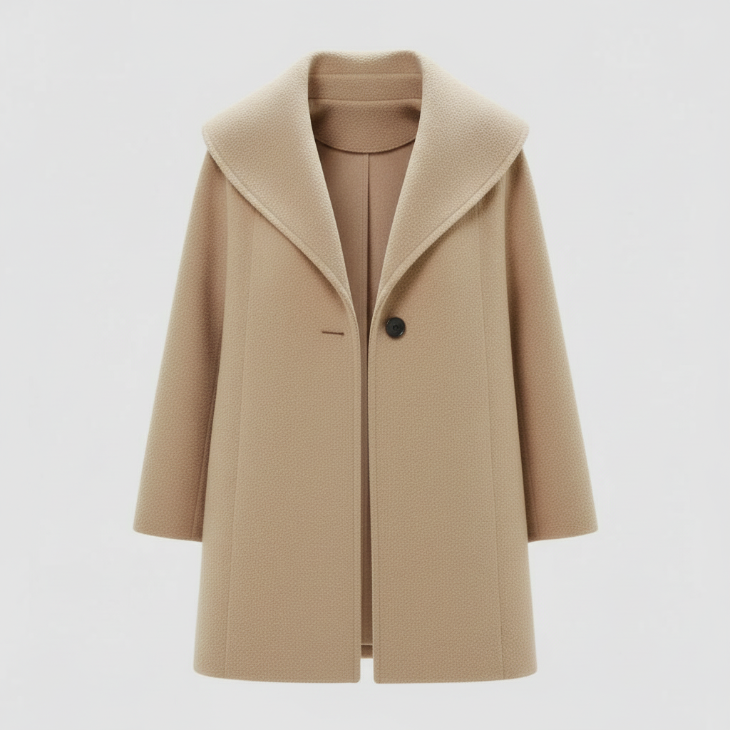 Windproof women's coat with shawl collar