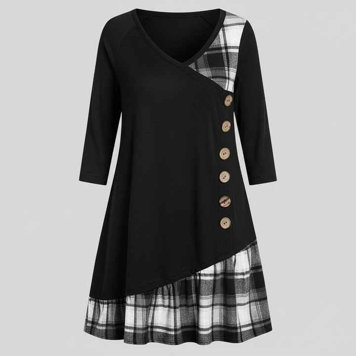 Long-sleeved Checked Women's Dress