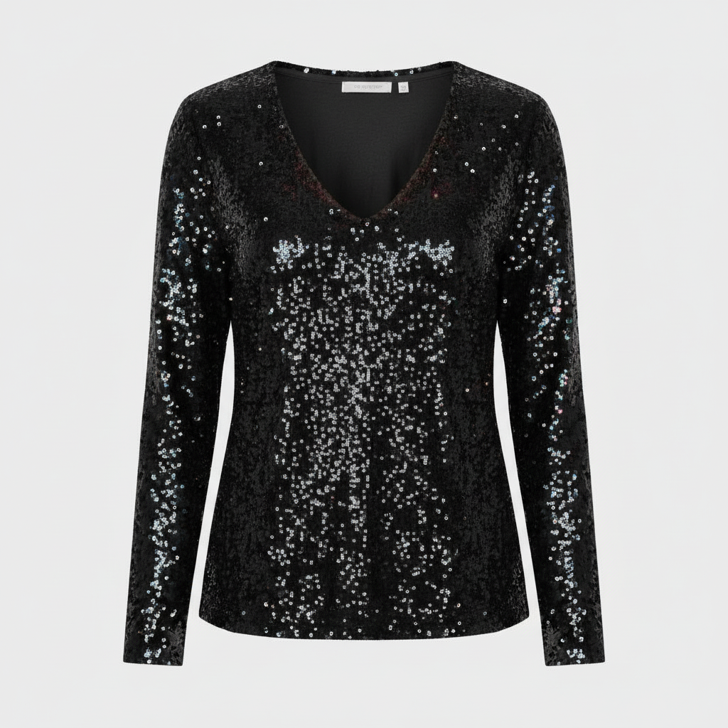 Shiny V-neck Sweater