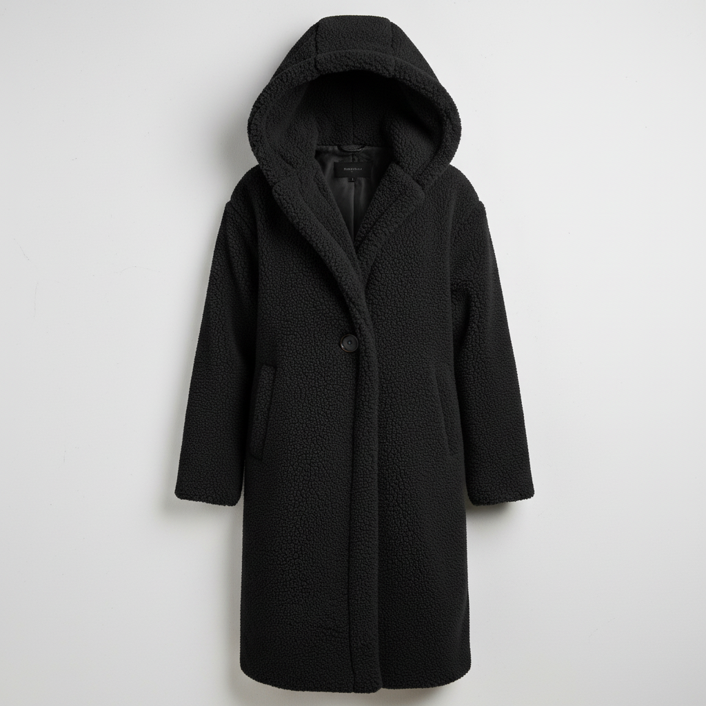 Fashionable Teddy Coat Women Comfort Long Coat Hood