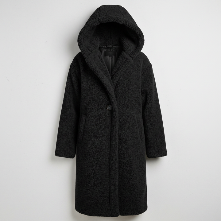 Fashionable Teddy Coat Women Comfort Long Coat Hood