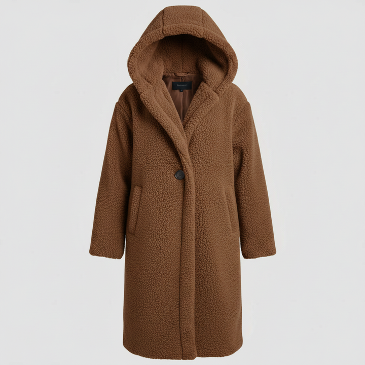 Fashionable Teddy Coat Women Comfort Long Coat Hood