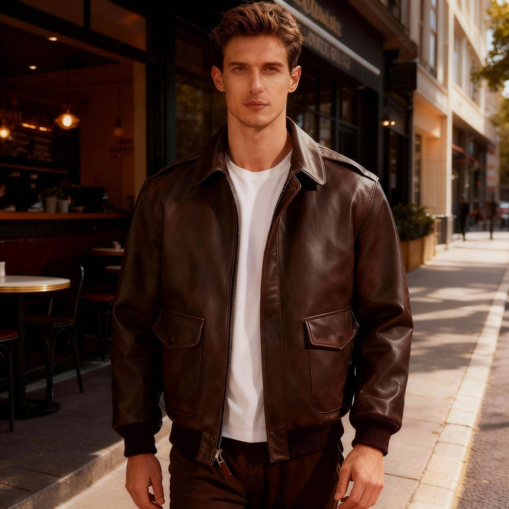 Mune | Retro Oversized Us Air Force Fur-Look Leather Coat