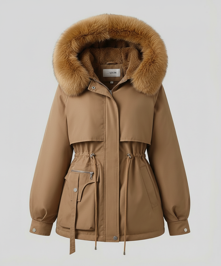 Warm fur winter jacket women