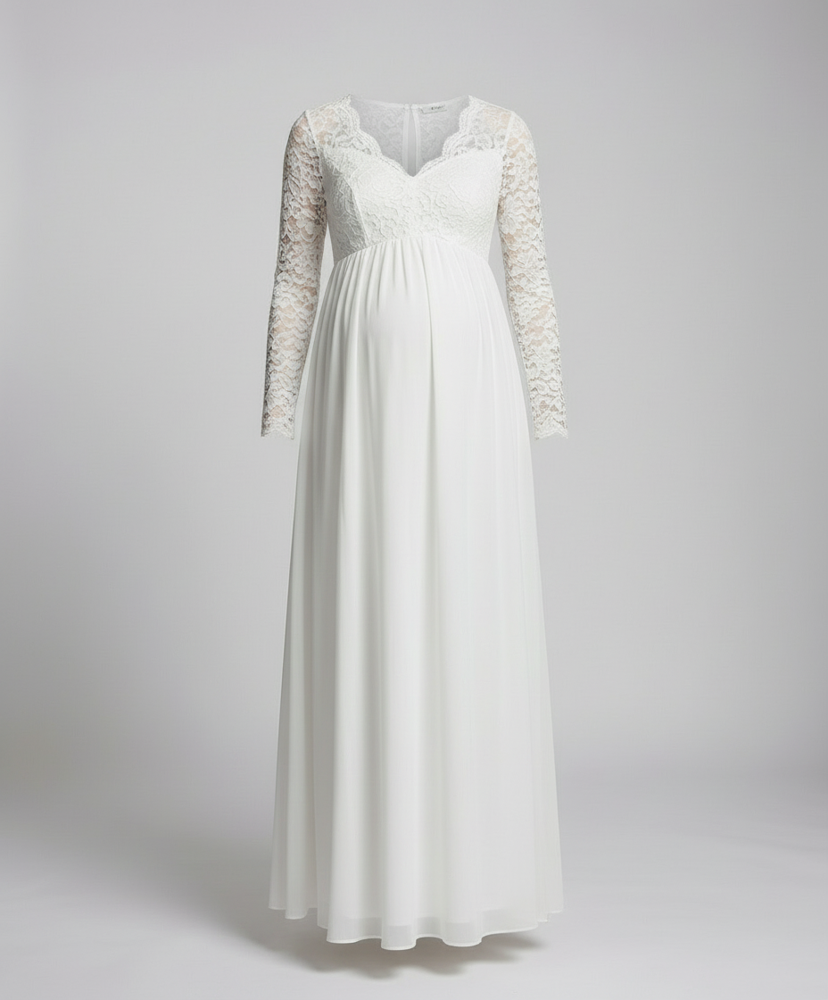 Elegant lace maxi dress for pregnant women