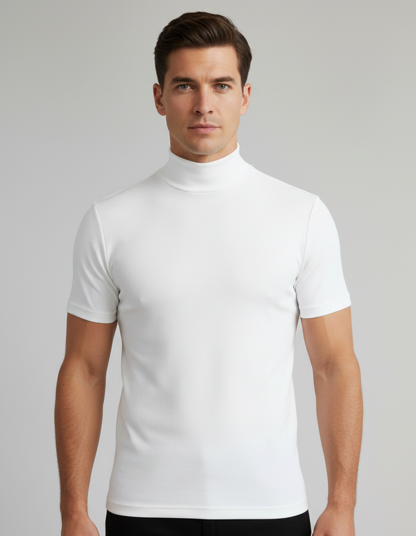 Roll-neck Slim Fit Men's Shirt