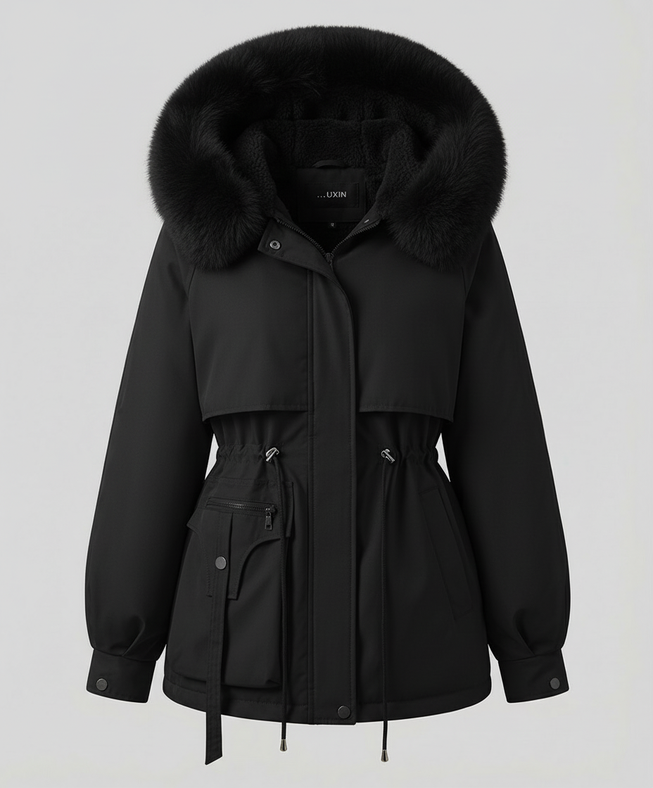 Warm fur winter jacket women