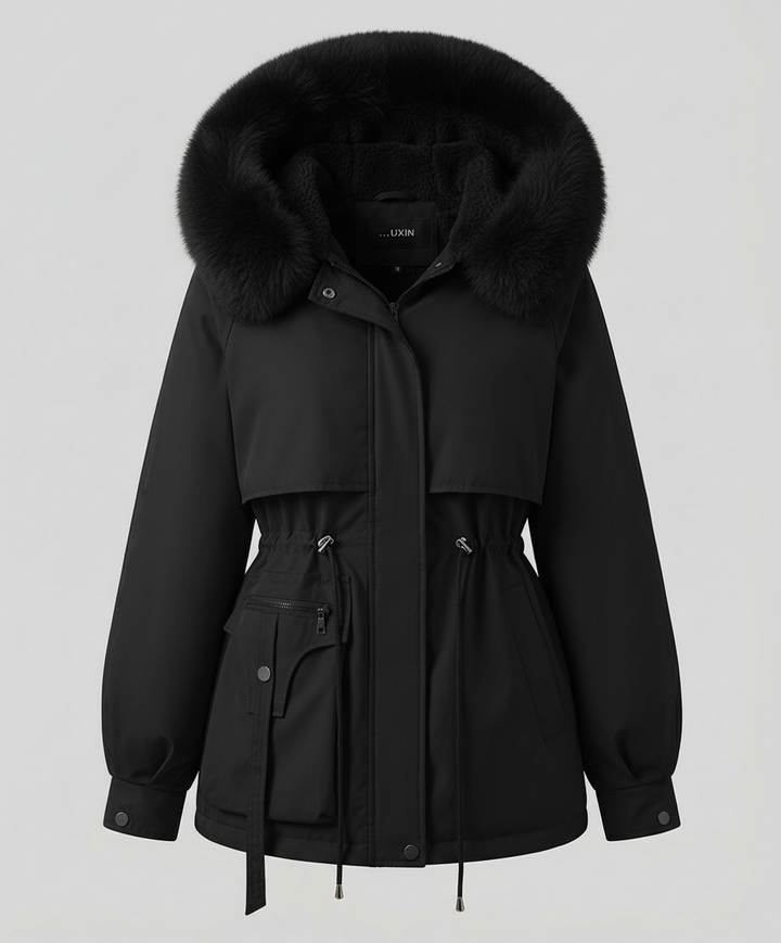 Warm fur winter jacket women