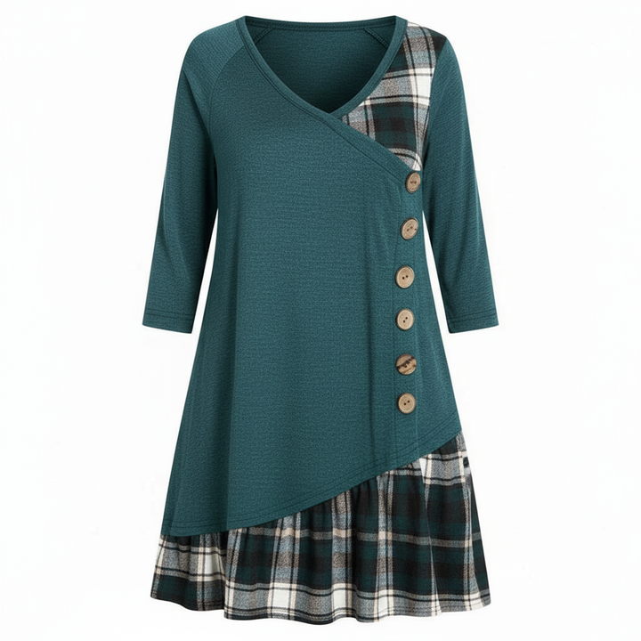 Long-sleeved Checked Women's Dress