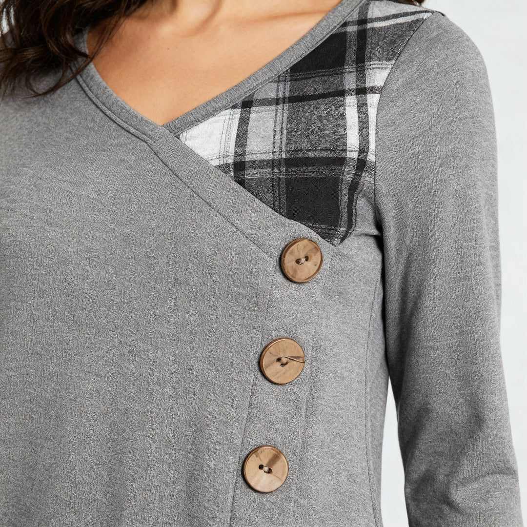 Long-sleeved Checked Women's Dress