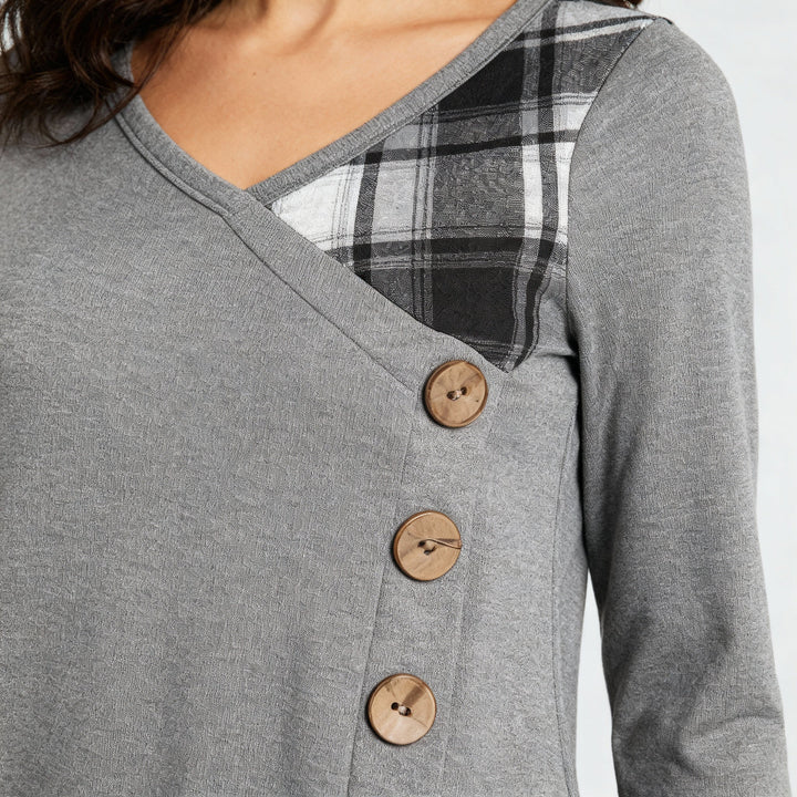 Long-sleeved Checked Women's Dress