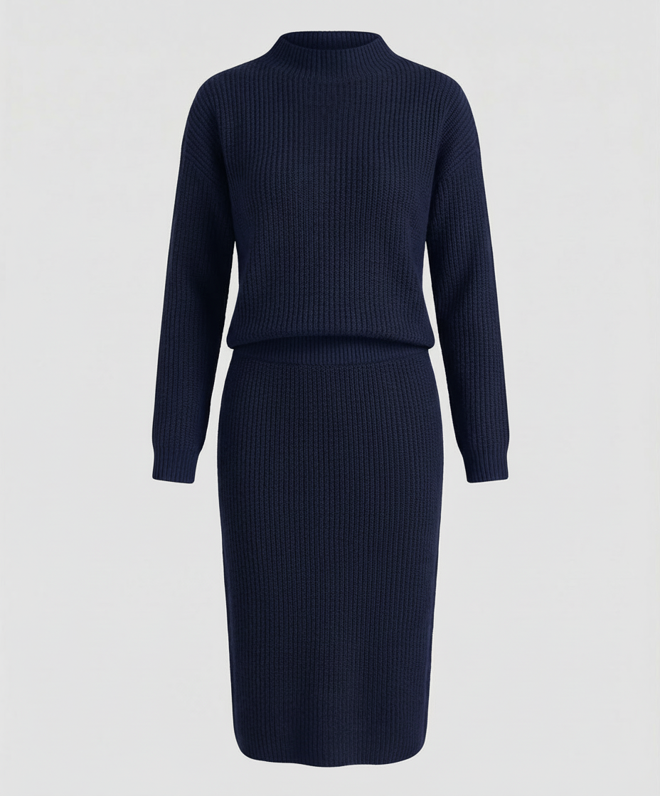 Elegant knit set sweater skirt