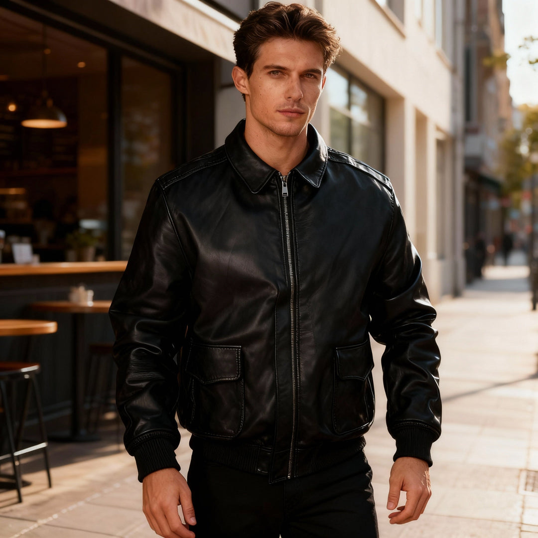 Mune | Retro Oversized Us Air Force Fur-Look Leather Coat