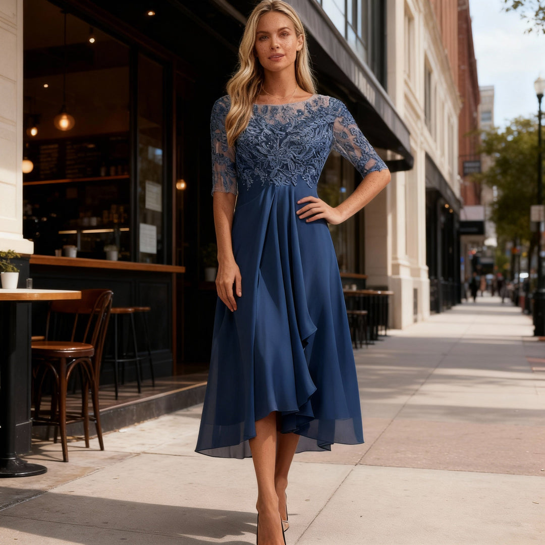 Elegant Airy Midi Dress Chiffon
