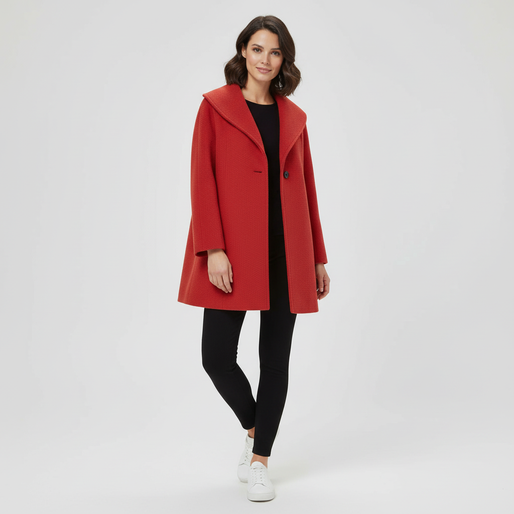 Windproof women's coat with shawl collar