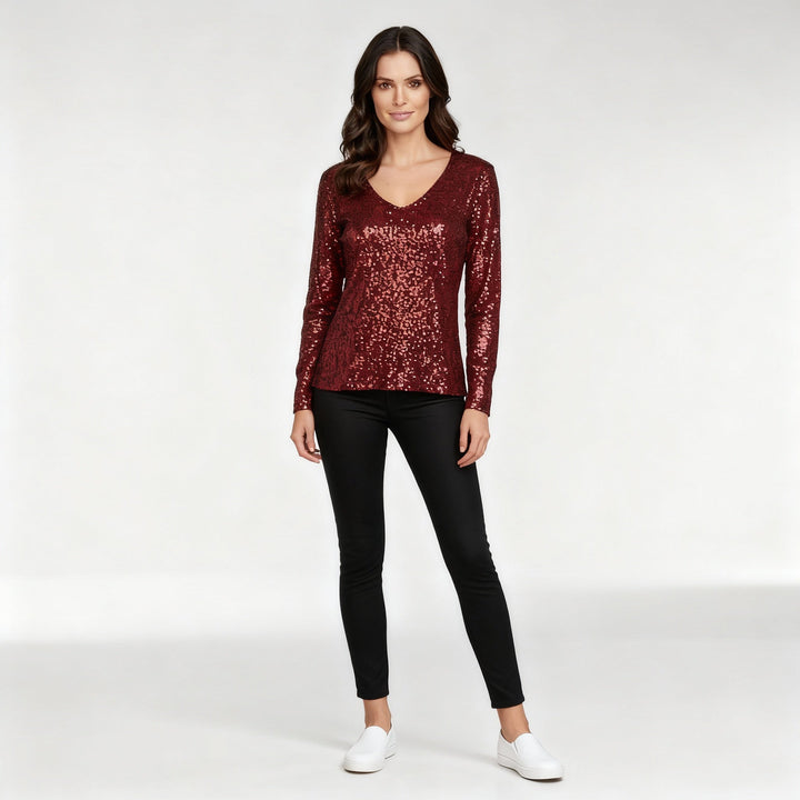 Shiny V-neck Sweater