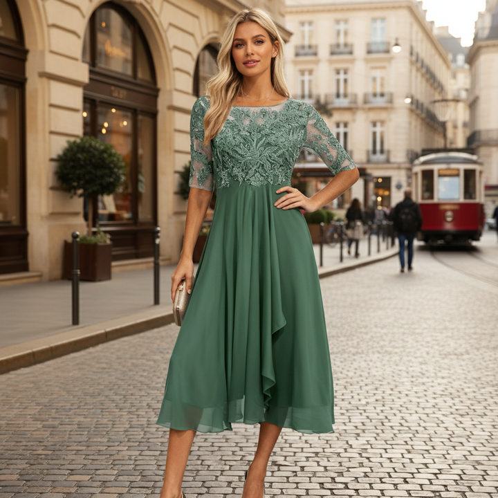Elegant Airy Midi Dress Chiffon