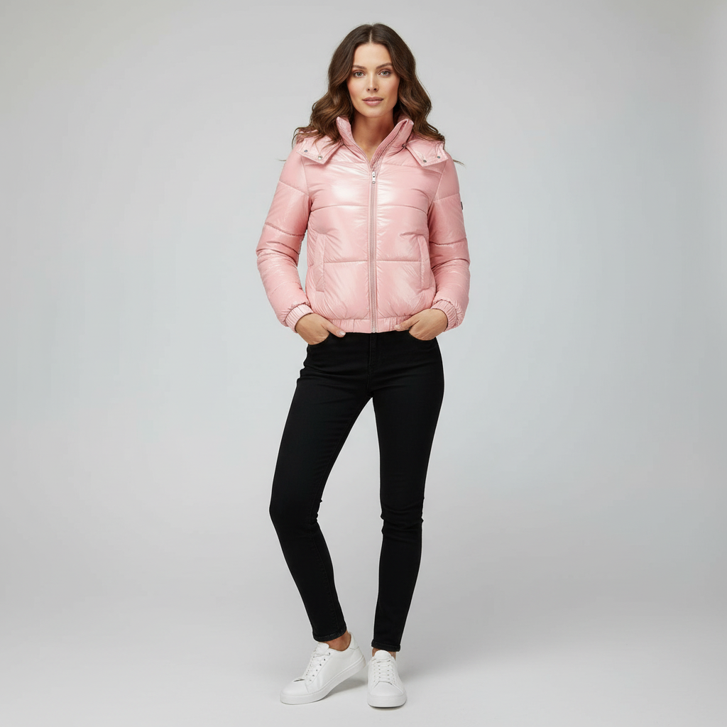 Shiny water-repellent thermo comfort winter jacket women
