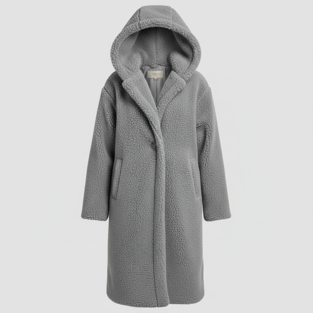 Fashionable Teddy Coat Women Comfort Long Coat Hood