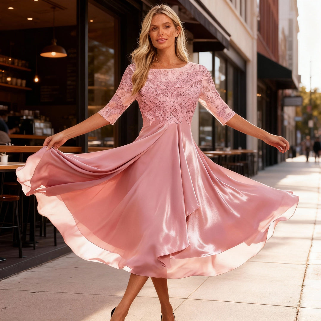 Elegant Airy Midi Dress Chiffon