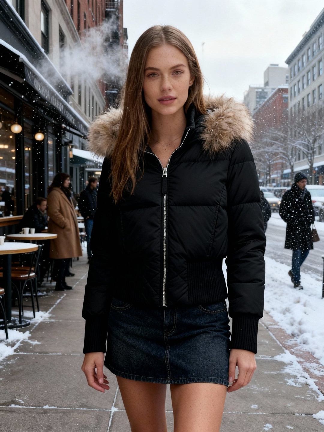 Mune | Women's Quilted Winter Jacket with Removable Hood and Elastic Cuffs