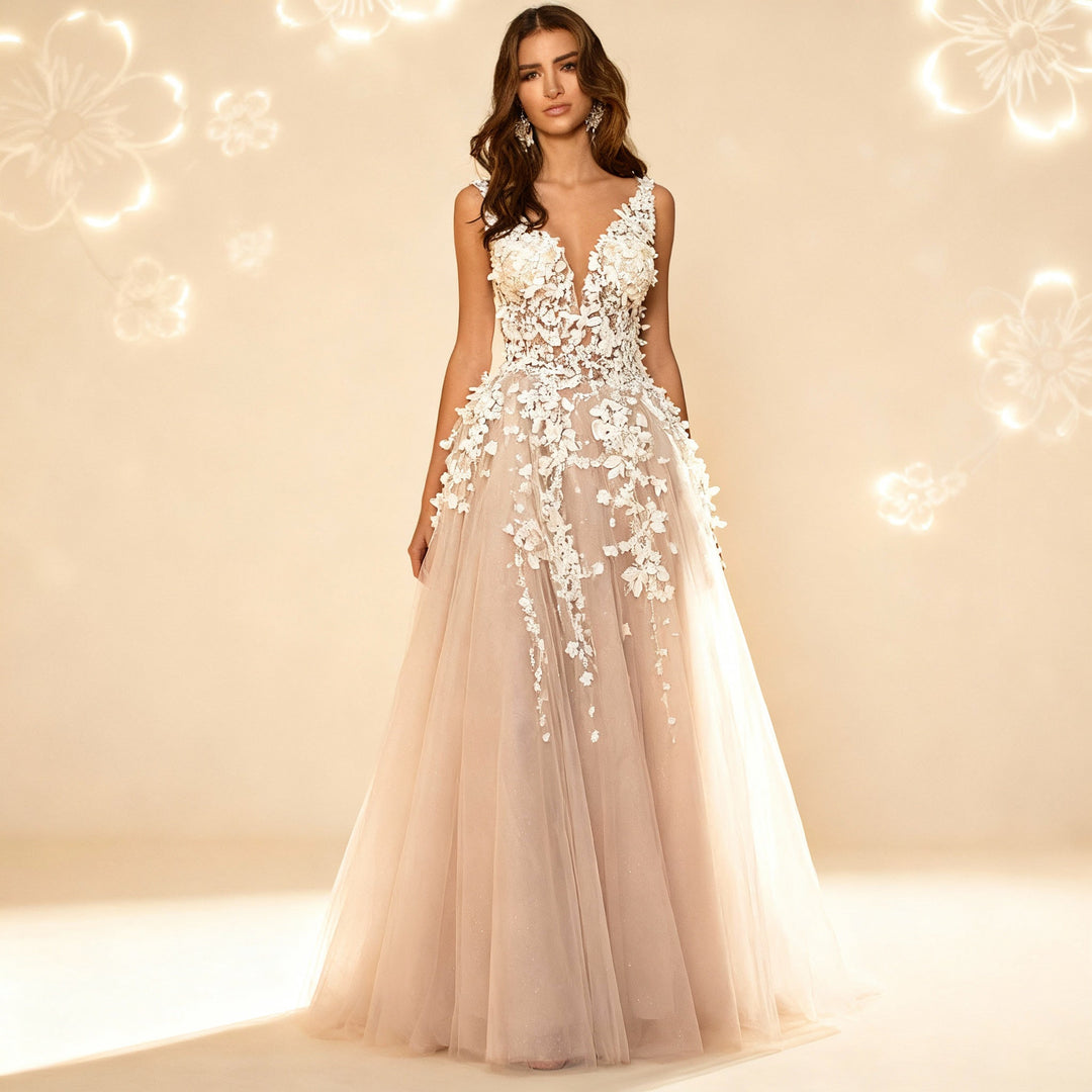 Mune | Elegant Wedding Dress Embroidery Long Skirt