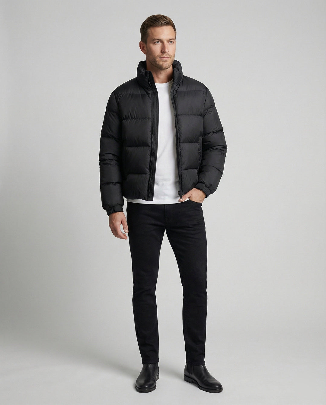 Men's puffer jacket made of duck feathers with warmth & hood | Mune Fashion