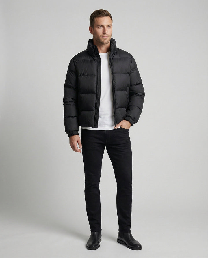 Men's puffer jacket made of duck feathers with warmth & hood | Mune Fashion
