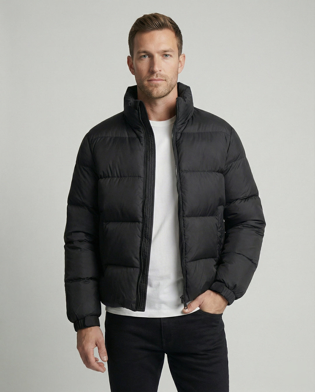Men's puffer jacket made of duck feathers with warmth & hood | Mune Fashion