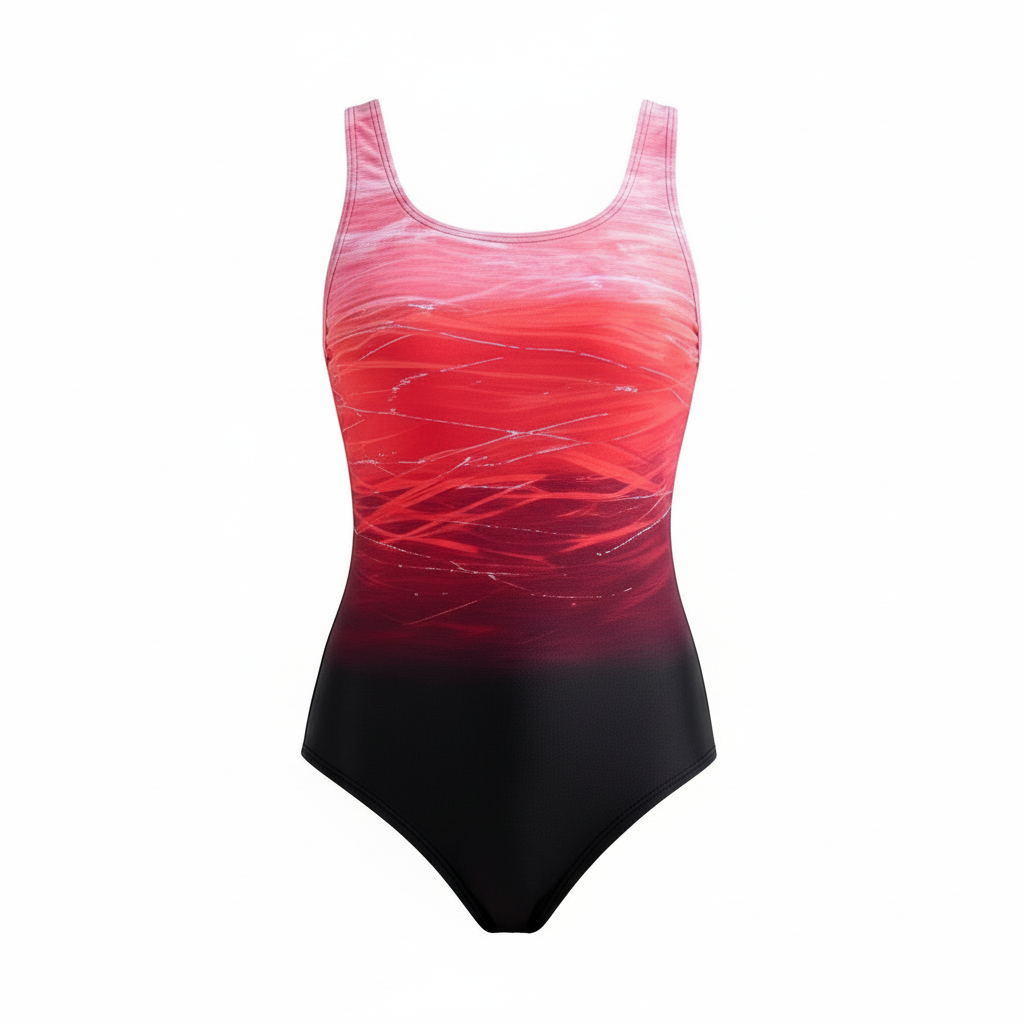 One-piece sport swimsuit with ombre design