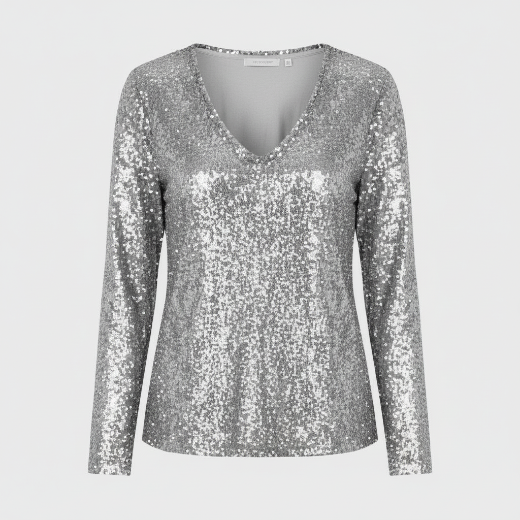Sparkling Party Elegance V Neck Top Ladies