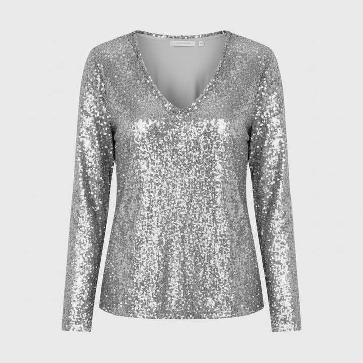 Sparkling Party Elegance V Neck Top Ladies