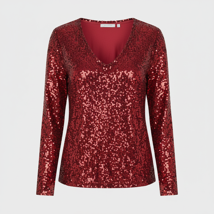 Sparkling Party Elegance V Neck Top Ladies