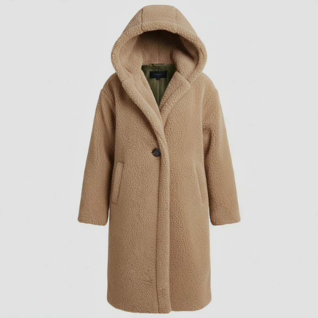 Fashionable Teddy Coat Women Comfort Long Coat Hood