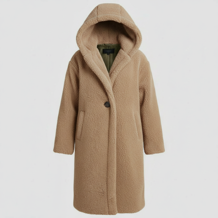 Fashionable Teddy Coat Women Comfort Long Coat Hood