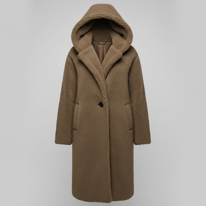 Fashionable Teddy Coat Women Comfort Long Coat Hood
