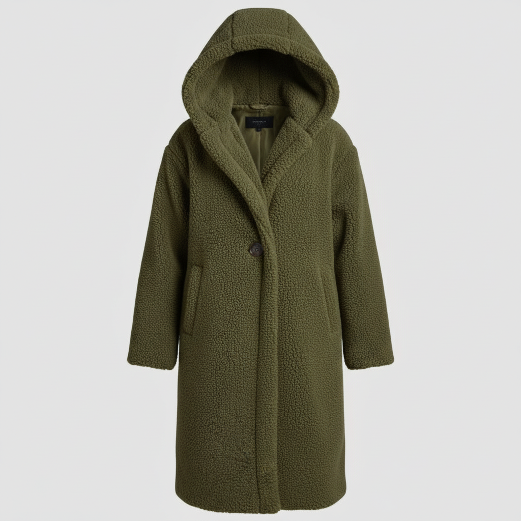 Fashionable Teddy Coat Women Comfort Long Coat Hood