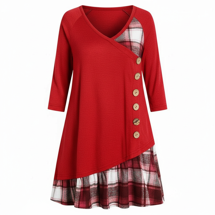 Long-sleeved Checked Women's Dress